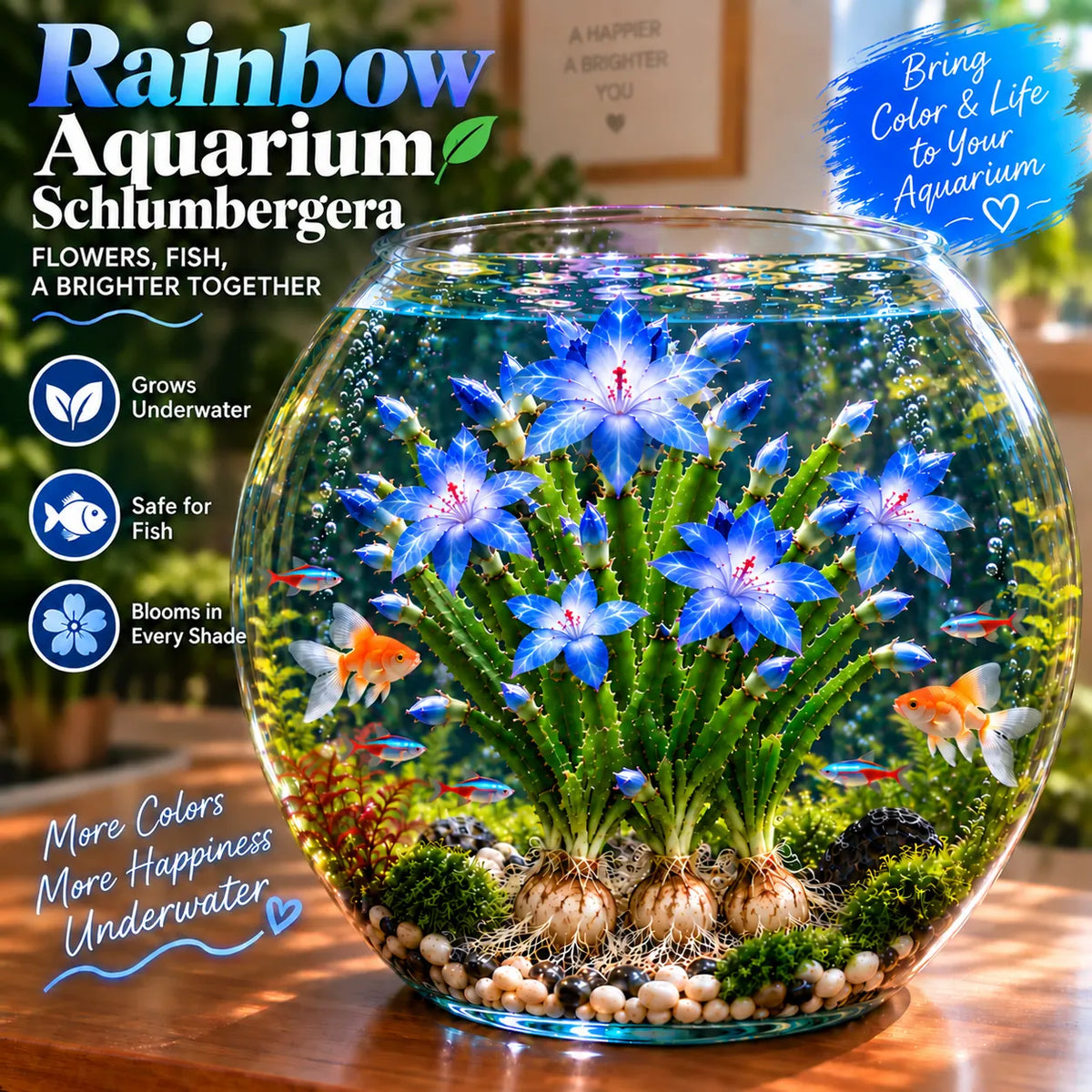 🦀  Mix Colors Rainbow Aquarium Schlumbergera – Easy-Care Blooms in Every Shade for a Colorful Aquatic Display 🌈🐠