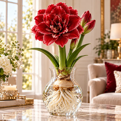 🌸 Rare Hydroponic Double Amaryllis Bulbs – Giant Ruffled Blooms in Stunning Colors