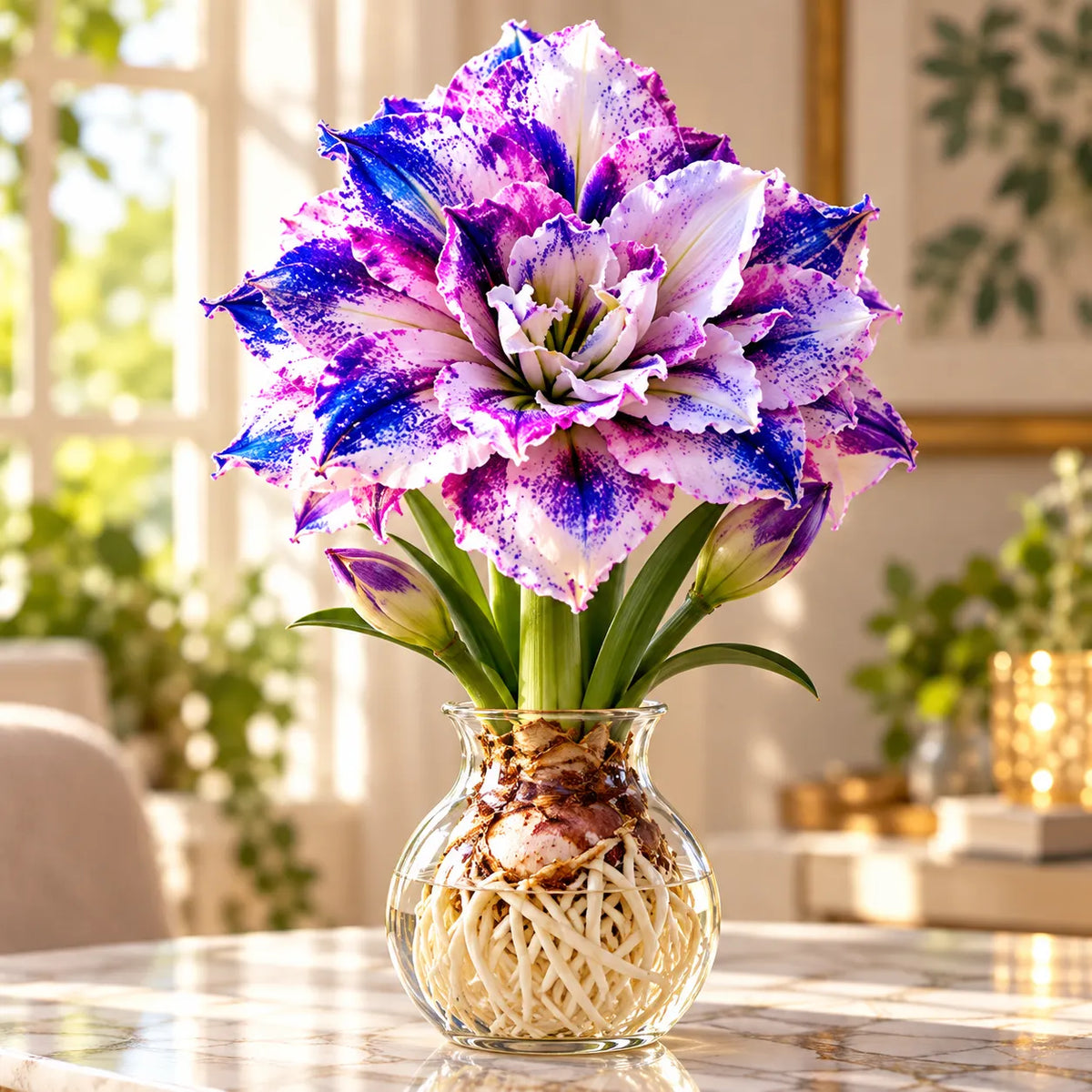 🌸 Rare Hydroponic Double Amaryllis Bulbs – Giant Ruffled Blooms in Stunning Colors