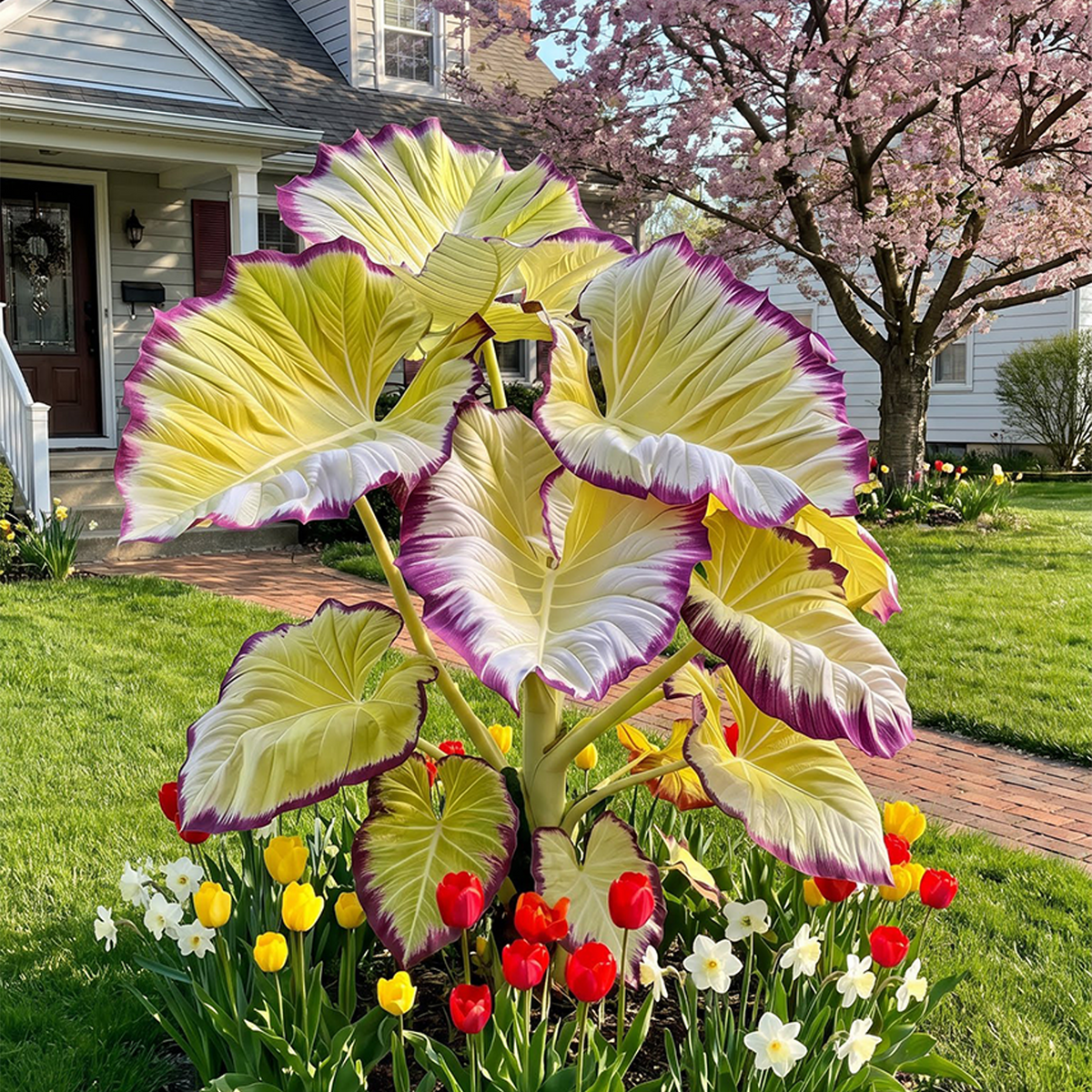 🔥 Premium Giant Caladium Bulbs 🌿🌈 Easy Care & Cold Hardy &Giant Leaves