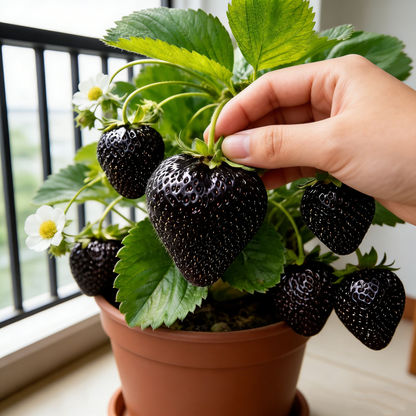 🍓Juicy Giant Black Diamond Strawberry, Grow Your Own Healthy Fruits