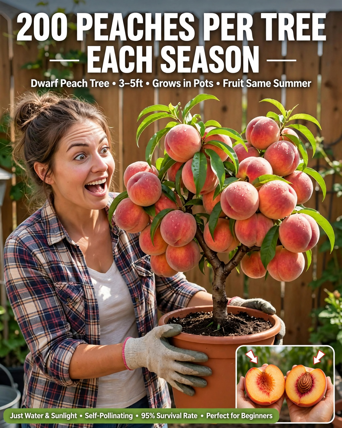 🔥 New Arrival 🍑 ‘Honey Red’ Dwarf Peach Tree Seeds