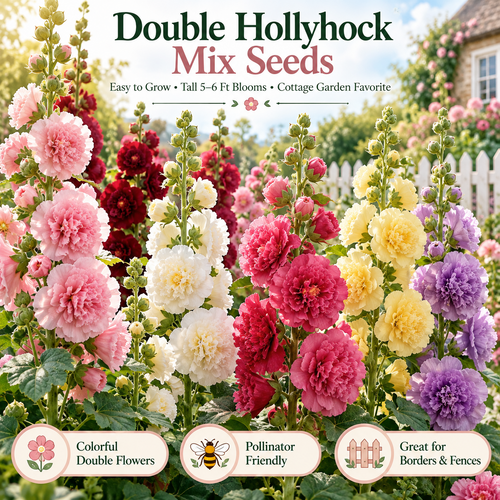 🌸 Hollyhock Seeds – Grow a Tower of Color in Your Garden