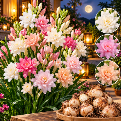 🌺 Double Tuberose Bulbs – Fragrant Night-Blooming Flowers✨🌙