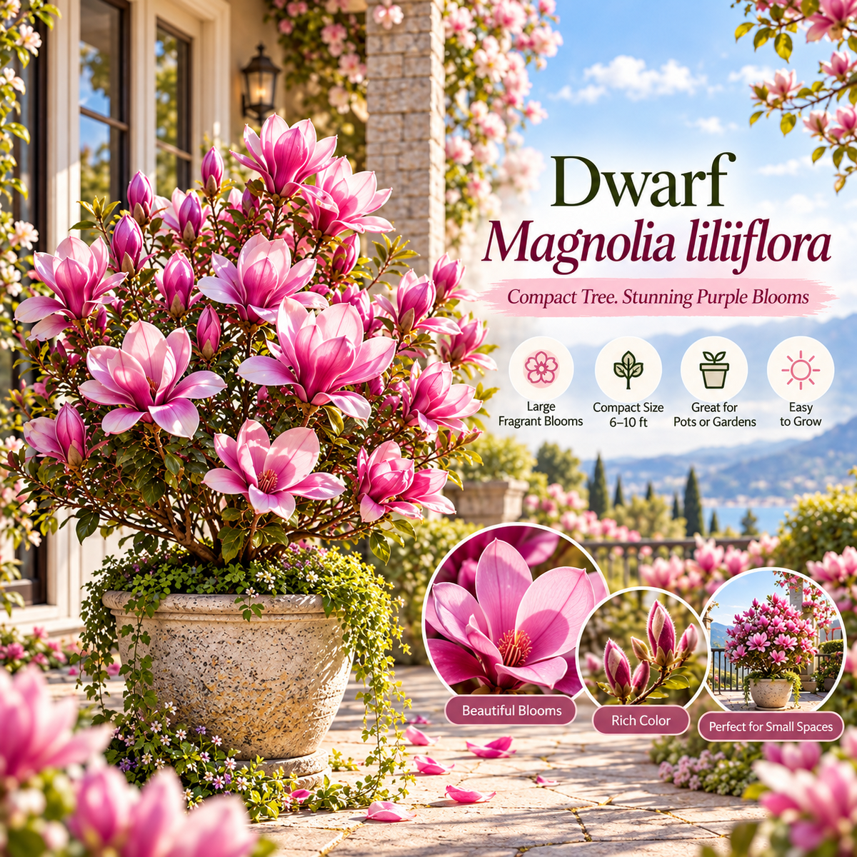 🌸 Magnolia Liliiflora Bulbs 💜 Bring Your Dream Garden to Life!