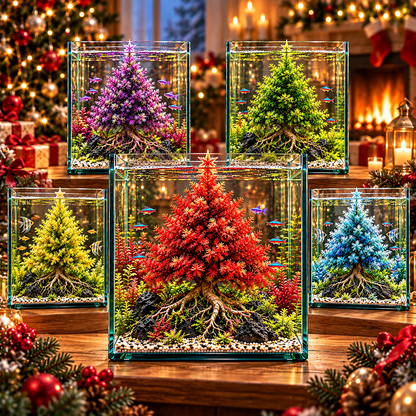 🎄Mini Christmas Tree Aquarium Bulbs – Colorful Underwater Magic