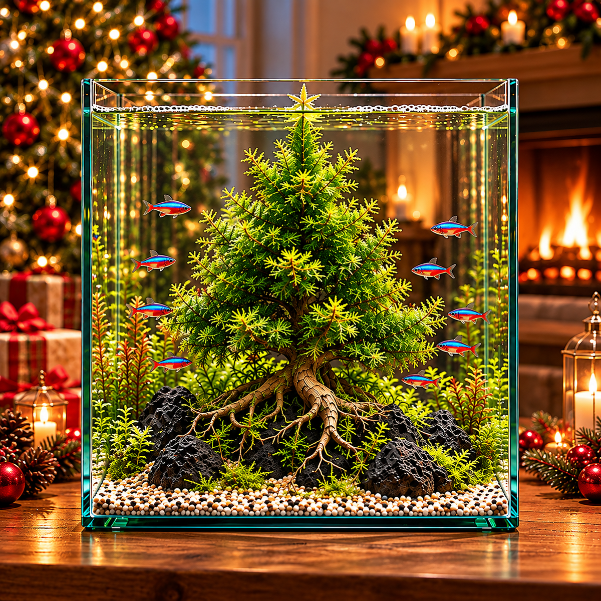 🎄Mini Christmas Tree Aquarium Bulbs – Colorful Underwater Magic