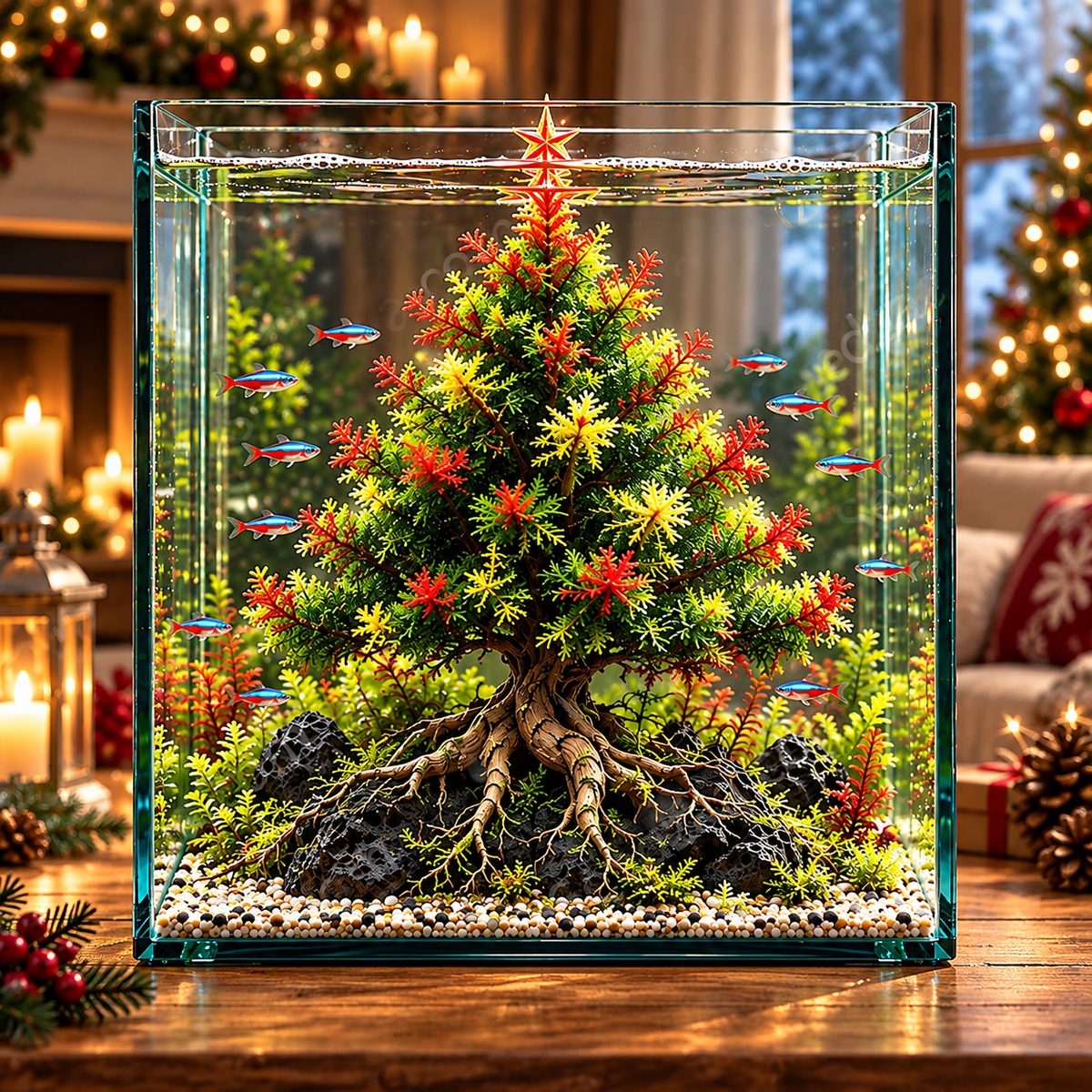 🎄Mini Christmas Tree Aquarium Bulbs – Colorful Underwater Magic