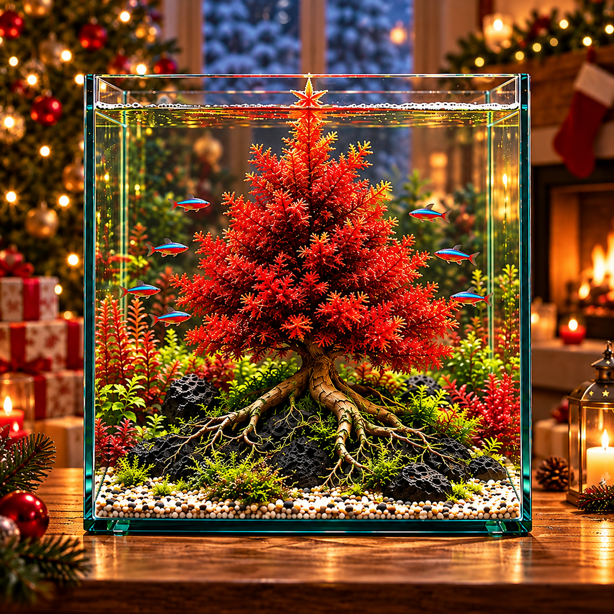 🎄Mini Christmas Tree Aquarium Bulbs – Colorful Underwater Magic