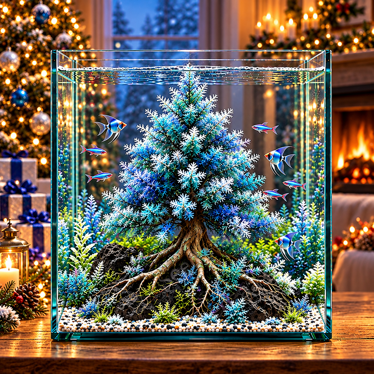 🎄Mini Christmas Tree Aquarium Bulbs – Colorful Underwater Magic