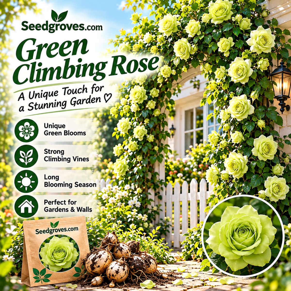 🌹 Colorful Climbing Rose Bulbs – Vibrant Blooms for Arches, Fences & Garden Walls