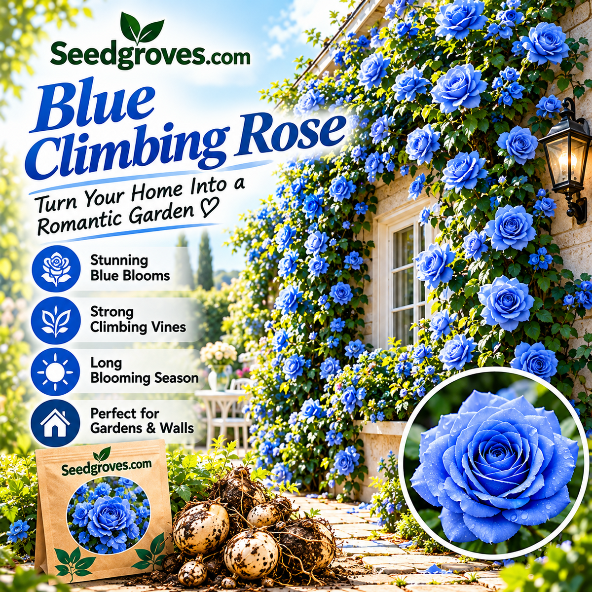 🌹 Colorful Climbing Rose Bulbs – Vibrant Blooms for Arches, Fences & Garden Walls