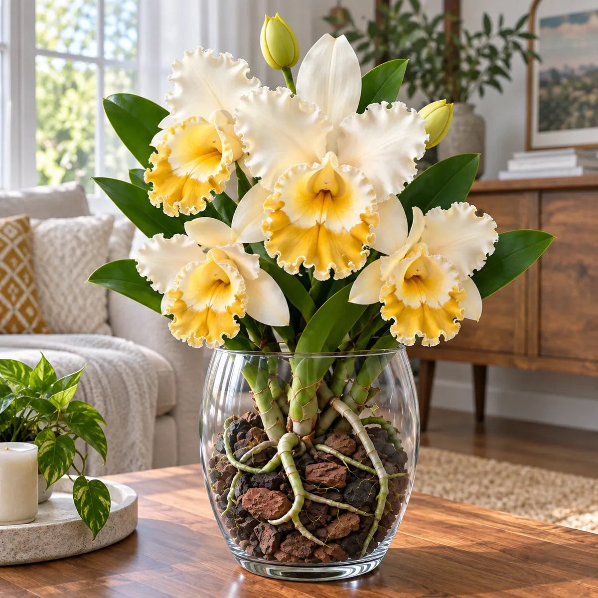 💎 Rare Ruffled Cattleya Orchid Rooted Pseudobulbs – Giant Exotic Bloom