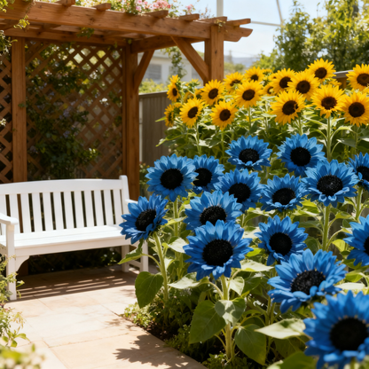 💙 Bright Blue Sunflower Seeds 🌻 Rare Color, Eye-Catching Garden Blooms