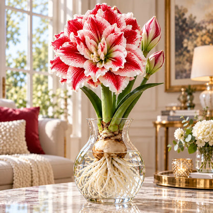 🌸 Rare Hydroponic Double Amaryllis Bulbs – Giant Ruffled Blooms in Stunning Colors