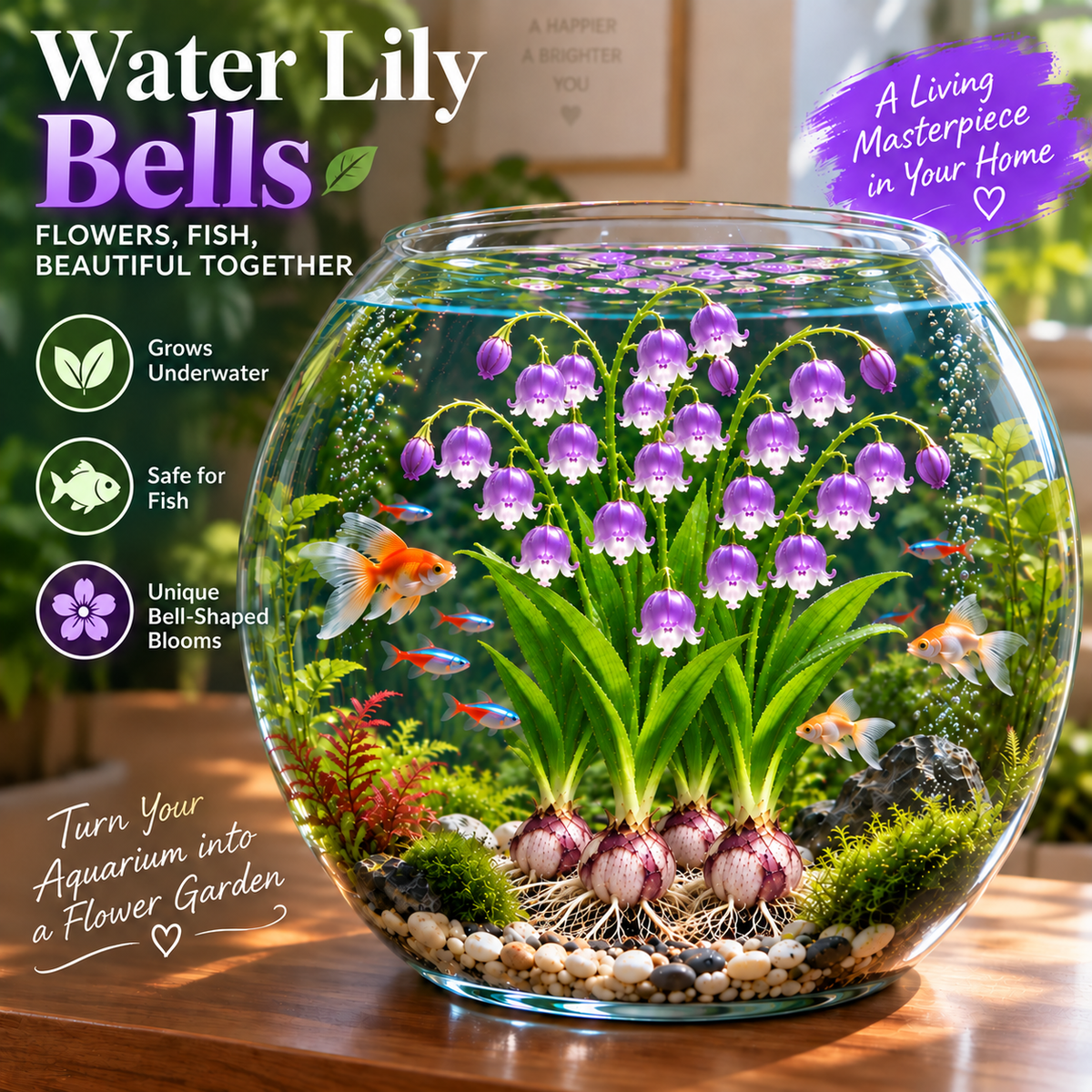 🌸 Water Lily Bells – Colorful Underwater Flower Bulbs for Aquariums 🐠