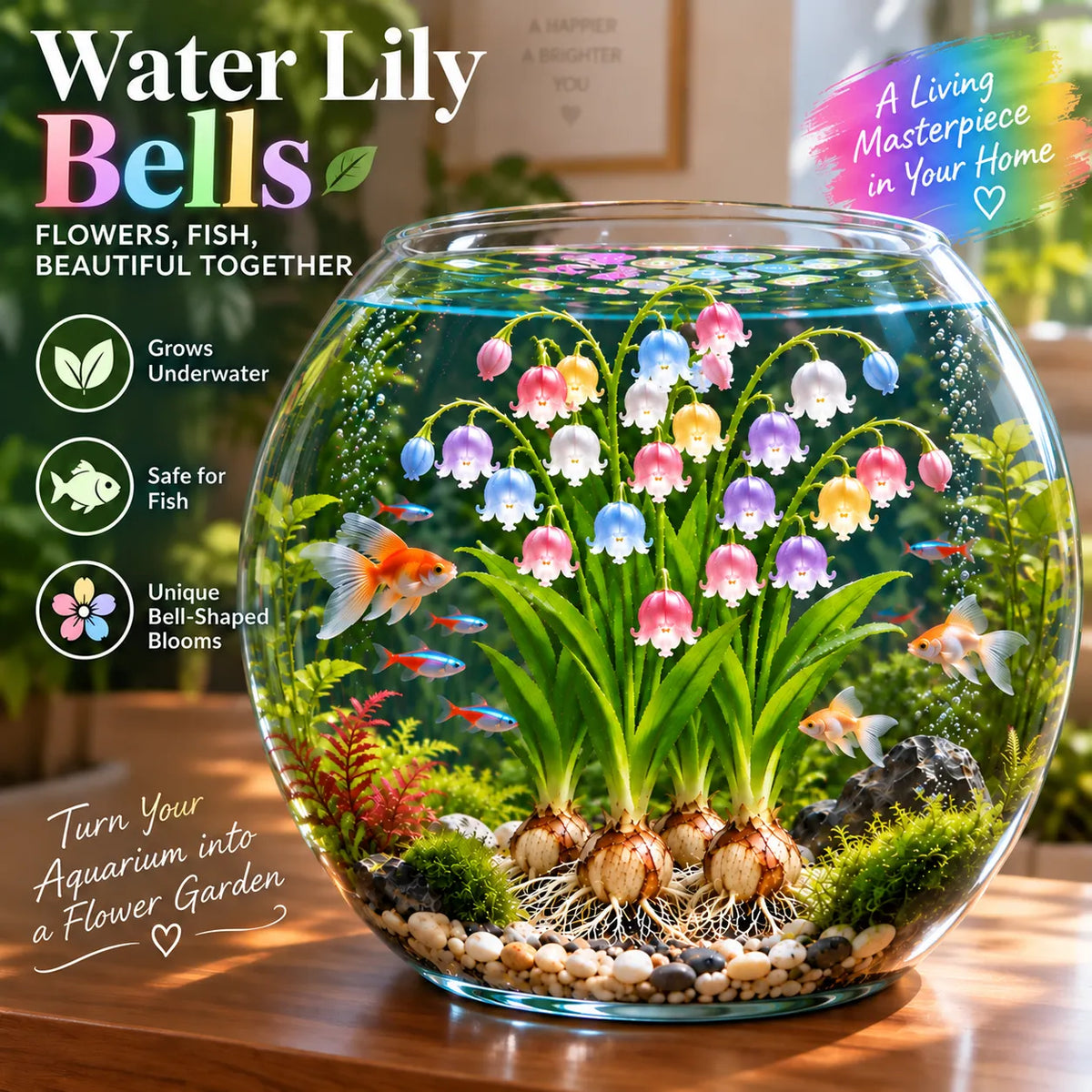 🌸 Water Lily Bells – Colorful Underwater Flower Bulbs for Aquariums 🐠