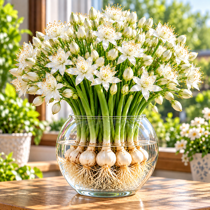 🌱 Hydroponic Garlic Growing Bulbs – Easy Indoor Water Growing & Fresh Green Shoots