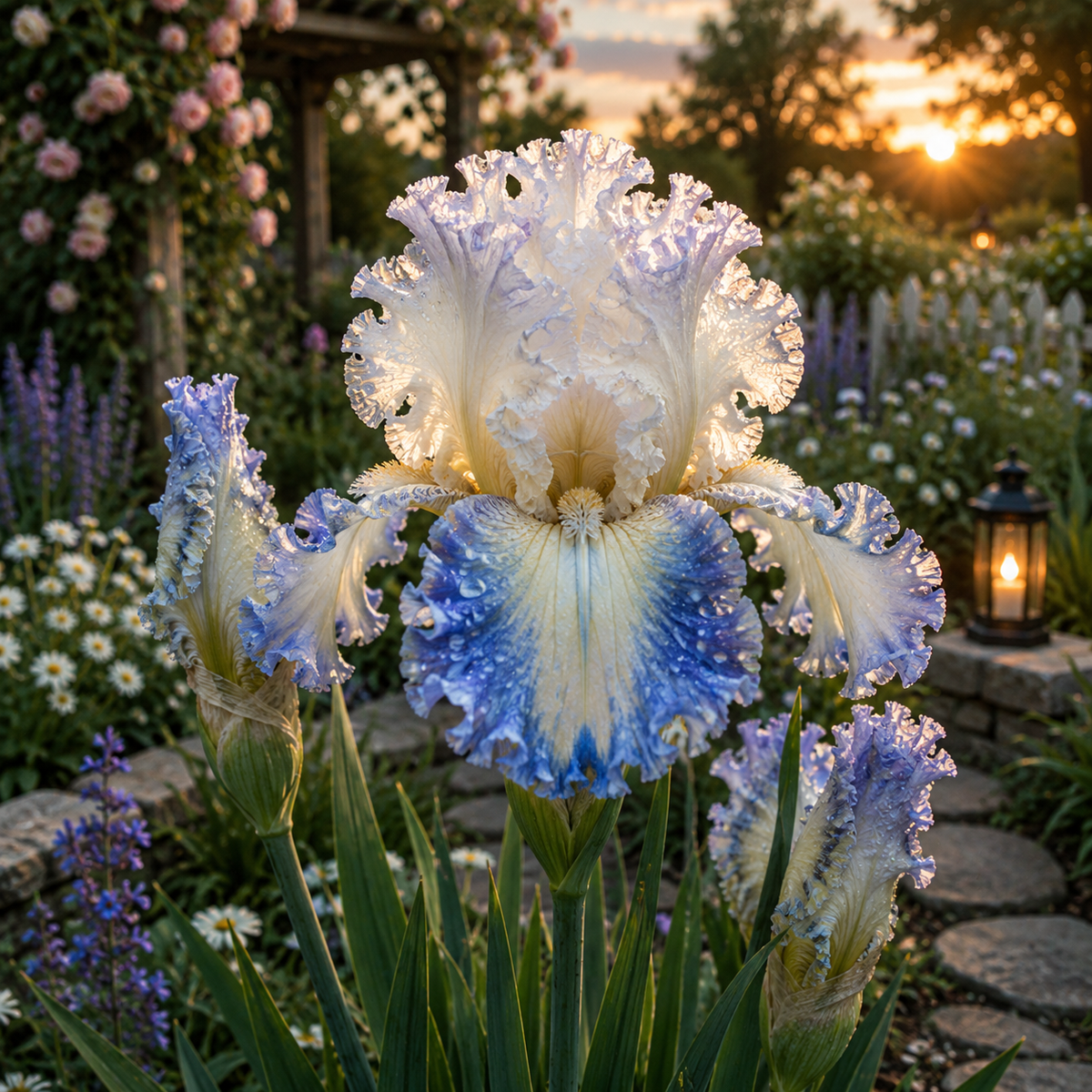 🌼Velvet Ruffle Iris Bulbs – #2 White Blue