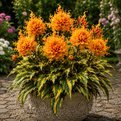 🌸 Variegated Dahlia Bulbs | Vibrant Mixed Color Flowers, Low Maintenance & Easy Planting