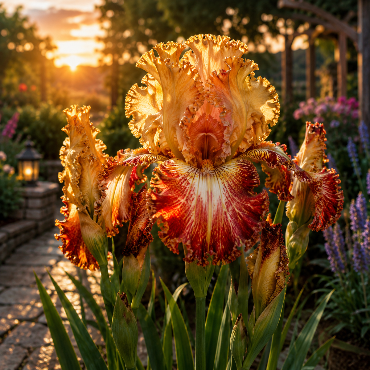 🌼Velvet Ruffle Iris Bulbs – #6 Orange Red