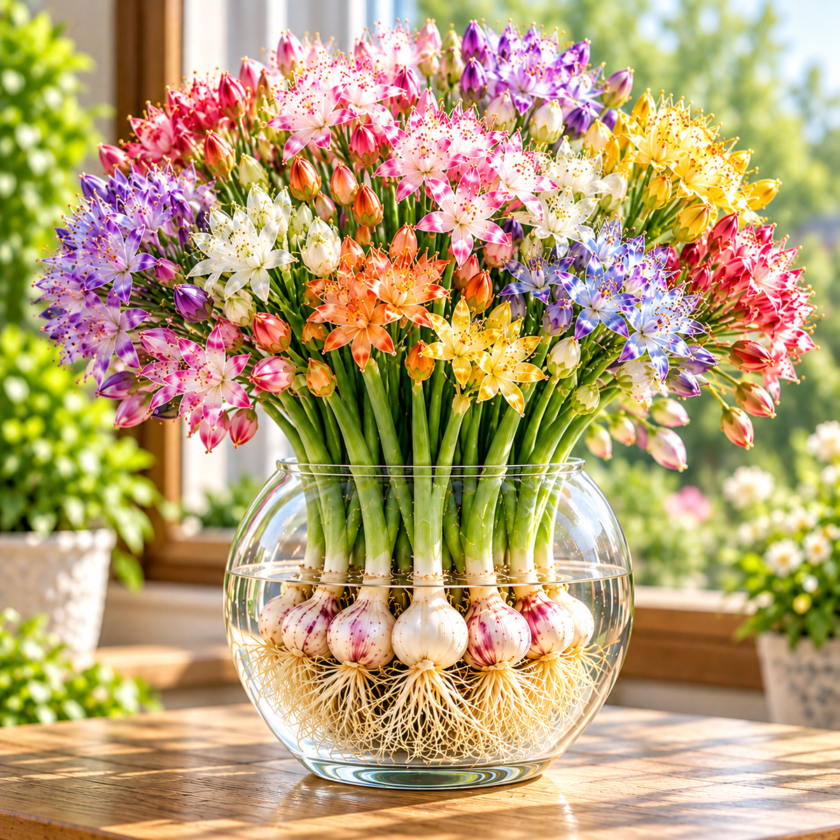 🌱 Hydroponic Garlic Growing Bulbs – Easy Indoor Water Growing & Fresh Green Shoots