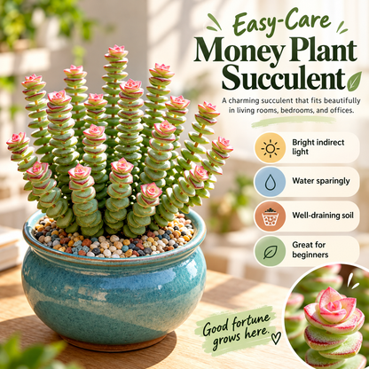 🍀 Money Plant Succulent – Compact Coin-Leaf Plant for Home & Office