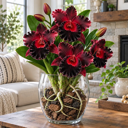 🌺Last Day 50% OFF🌸Rare Ruffled Cattleya Orchid Rooted Pseudobulbs – Giant Exotic Blooms🌸