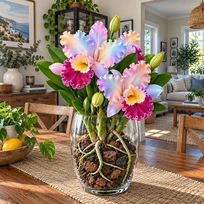 🌺Last Day 50% OFF🌸Rare Ruffled Cattleya Orchid Rooted Pseudobulbs – Giant Exotic Blooms🌸