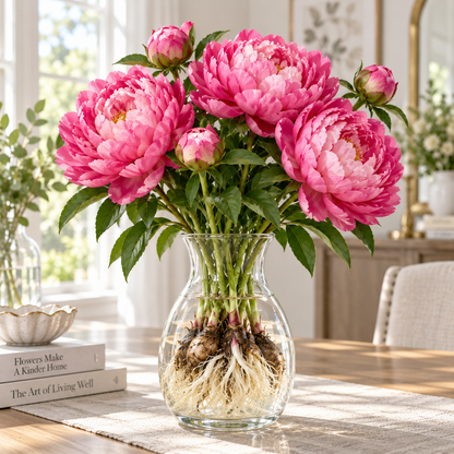 🌸 Rare Hydroponic Bicolor Peony Bulbs – Lush Double Blooms for Elegant Indoor Displays