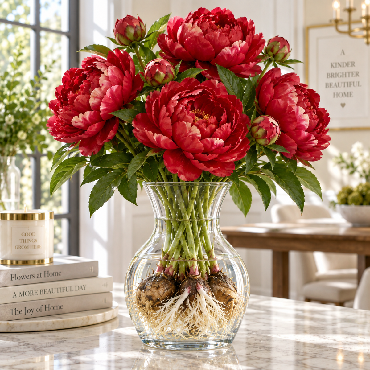 🌸 Rare Hydroponic Bicolor Peony Bulbs – Lush Double Blooms for Elegant Indoor Displays