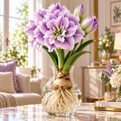 🌸 Rare Hydroponic Double Amaryllis Bulbs – Giant Ruffled Blooms in Stunning Colors