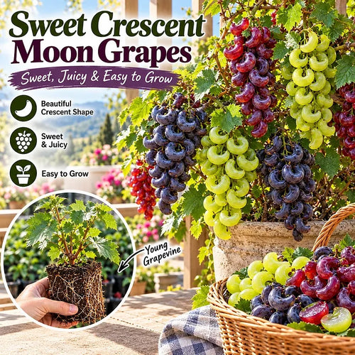 🌙🍇 Crescent Moon Grapes – Unique Garden Grapes for Trellises & Homegrown Harvests