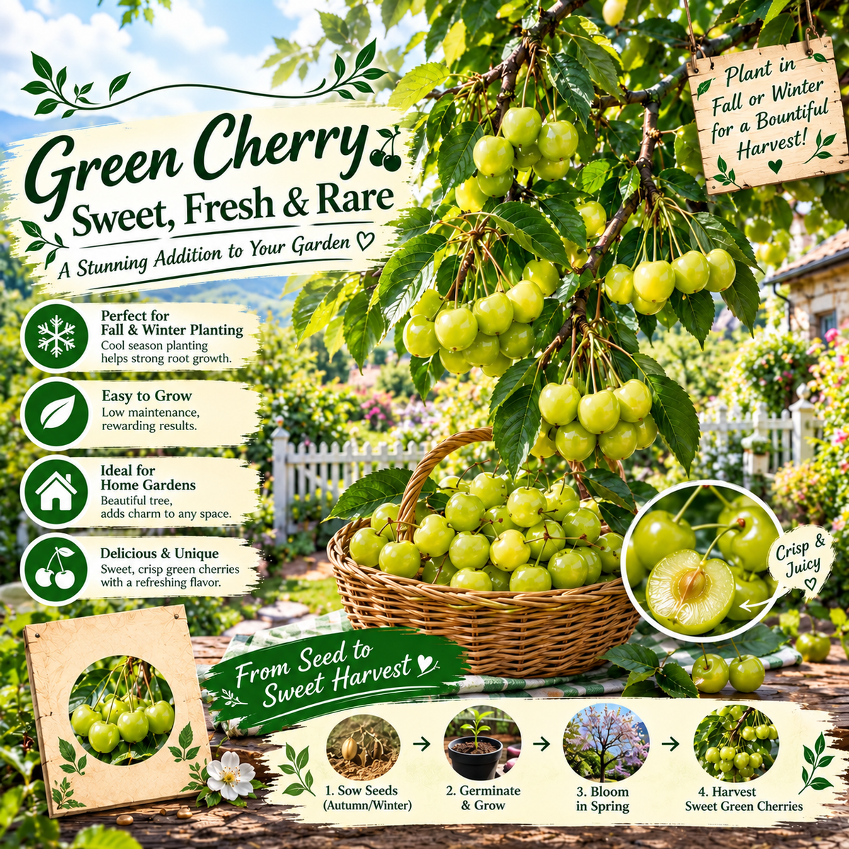 🍒 Juicy Pink Cherry Seeds – Small Fruit, Big Sweet Flavor