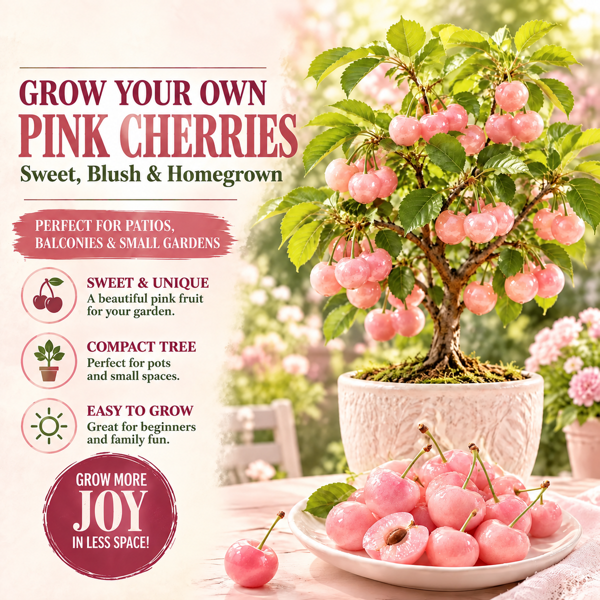 🍒 Juicy Pink Cherry Seeds – Small Fruit, Big Sweet Flavor