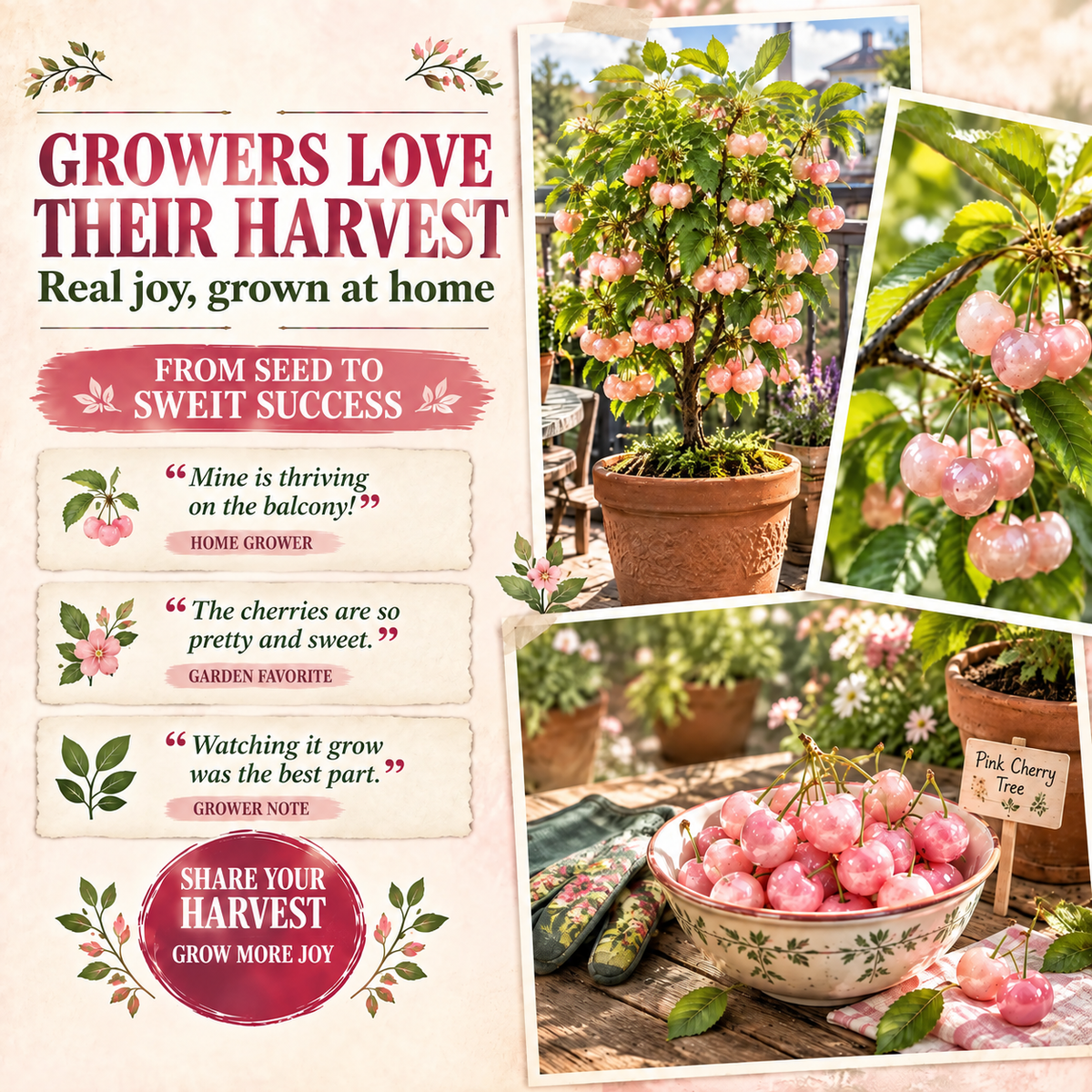 🍒 Juicy Pink Cherry Seeds – Small Fruit, Big Sweet Flavor