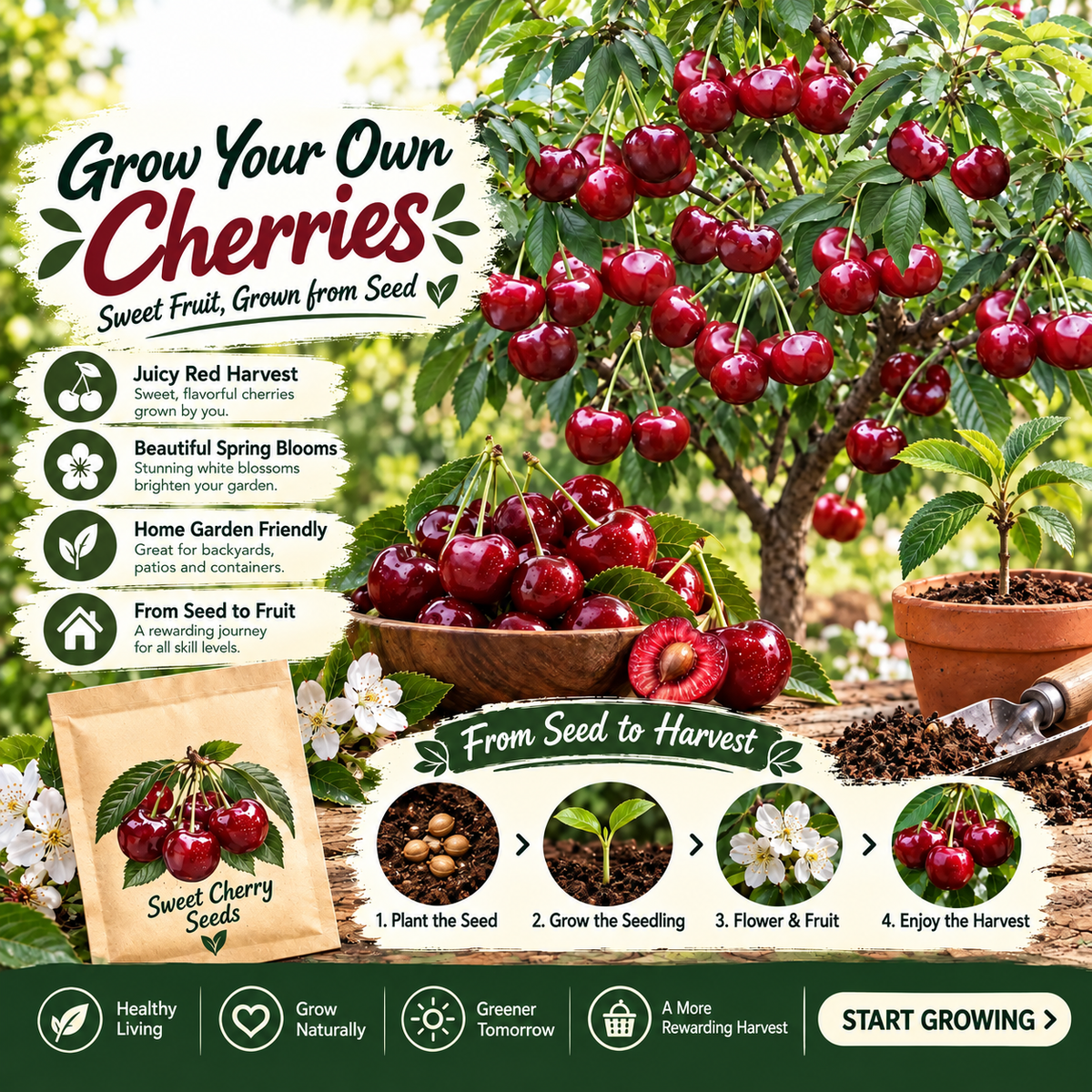 🍒 Juicy Pink Cherry Seeds – Small Fruit, Big Sweet Flavor
