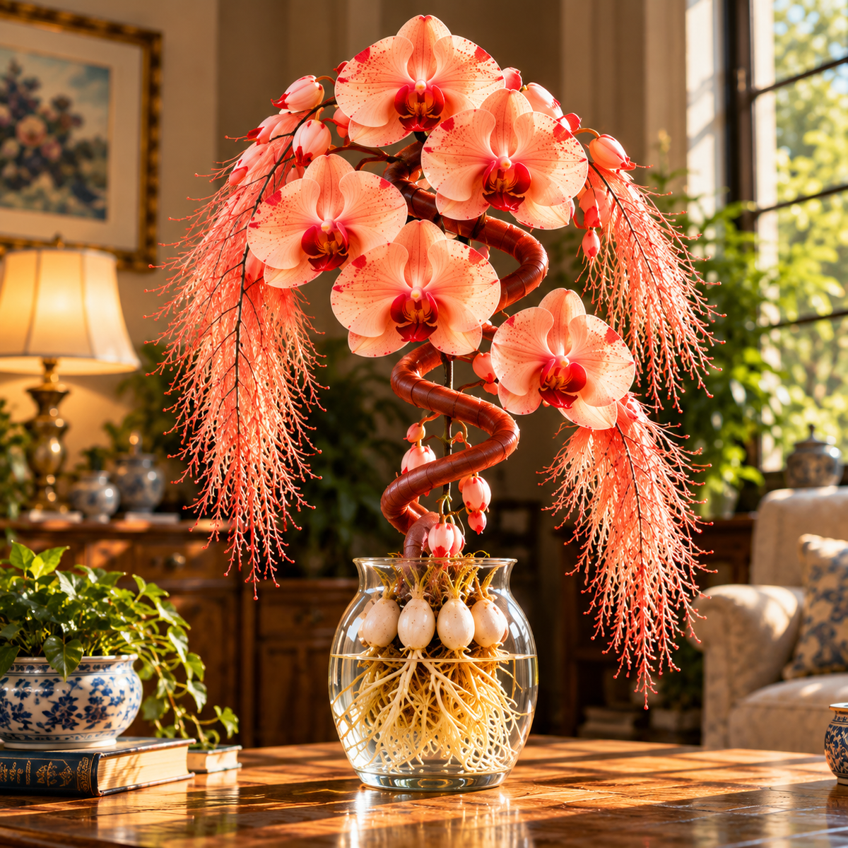 🌸 Rare Hydroponic Spiral Orchid Bulbs – Cascading Orchid Blooms