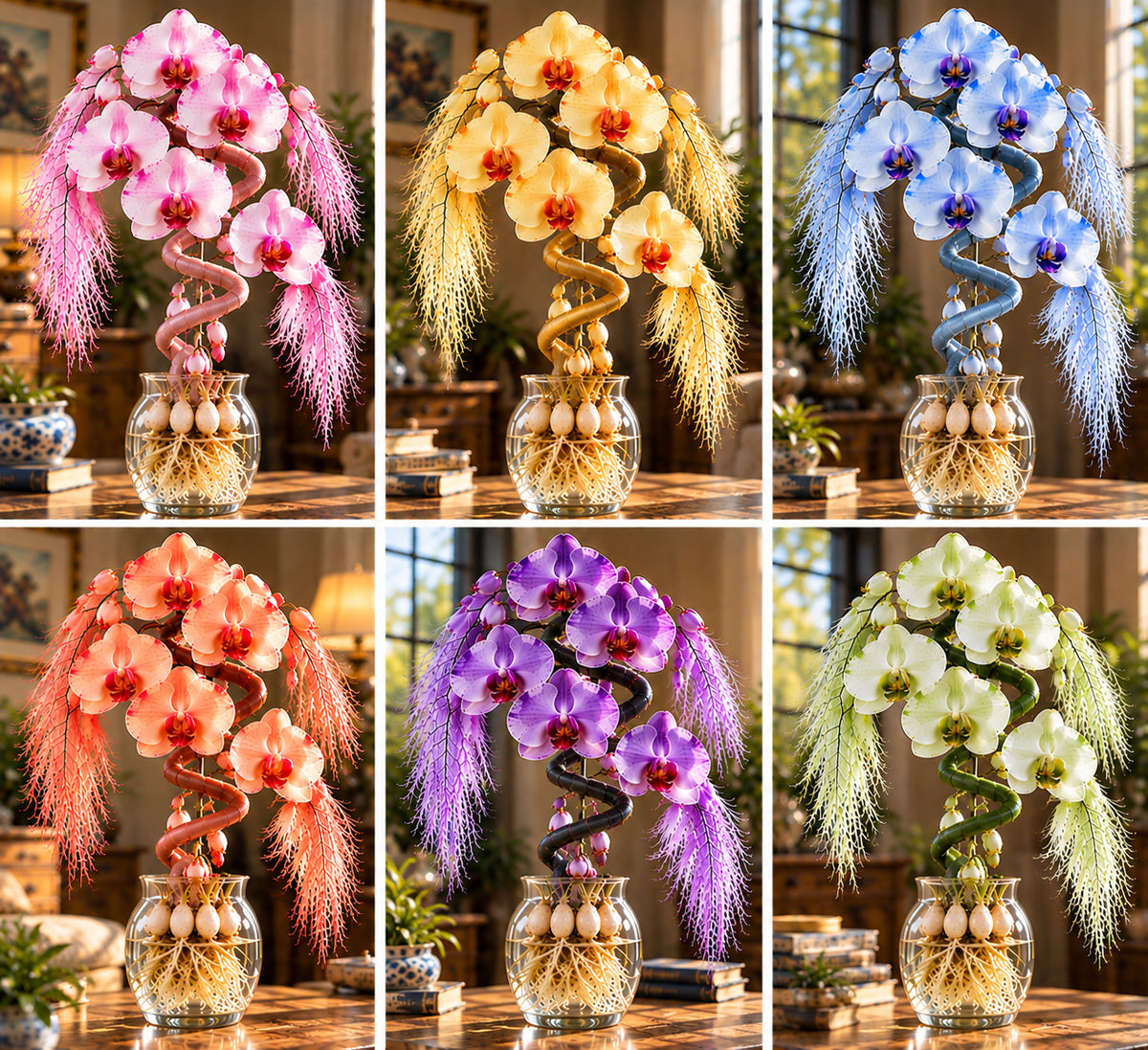🌸 Rare Hydroponic Spiral Orchid Bulbs – Cascading Orchid Blooms