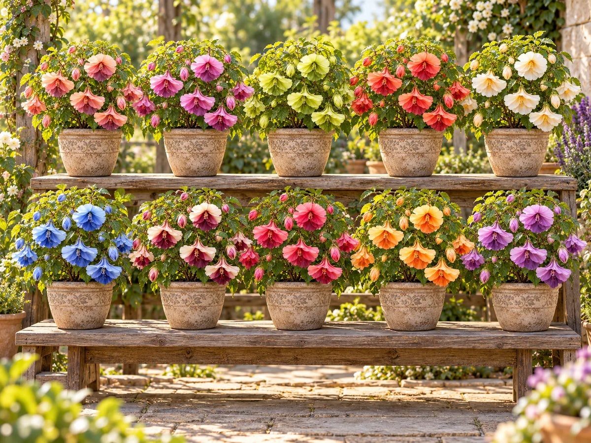 🌺Chinese Lantern Hibiscus Bulbs—featuring large, ruffled, downward-hanging blooms in 10 stunning colors!