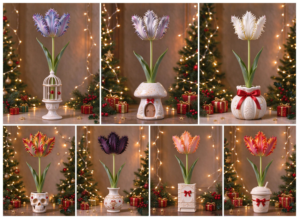 🌷🔥7 Varieties of Magic Parrot Tulip Bulbs – No Soil, No Watering, Just Beautiful Blooms!