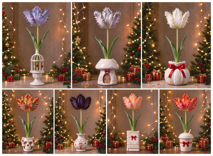 🌷🔥7 Varieties of Magic Parrot Tulip Bulbs – No Soil, No Watering, Just Beautiful Blooms!