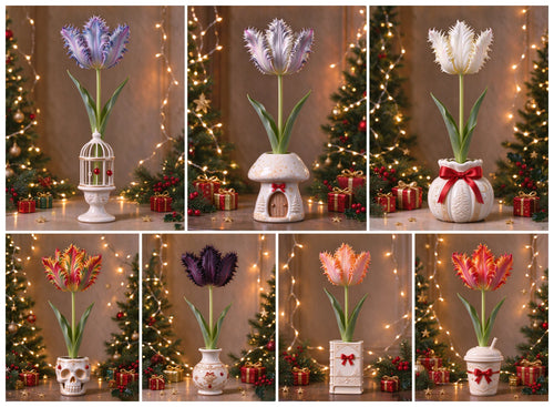 🌷🔥7 Varieties of Magic Parrot Tulip Bulbs – No Soil, No Watering, Just Beautiful Blooms!
