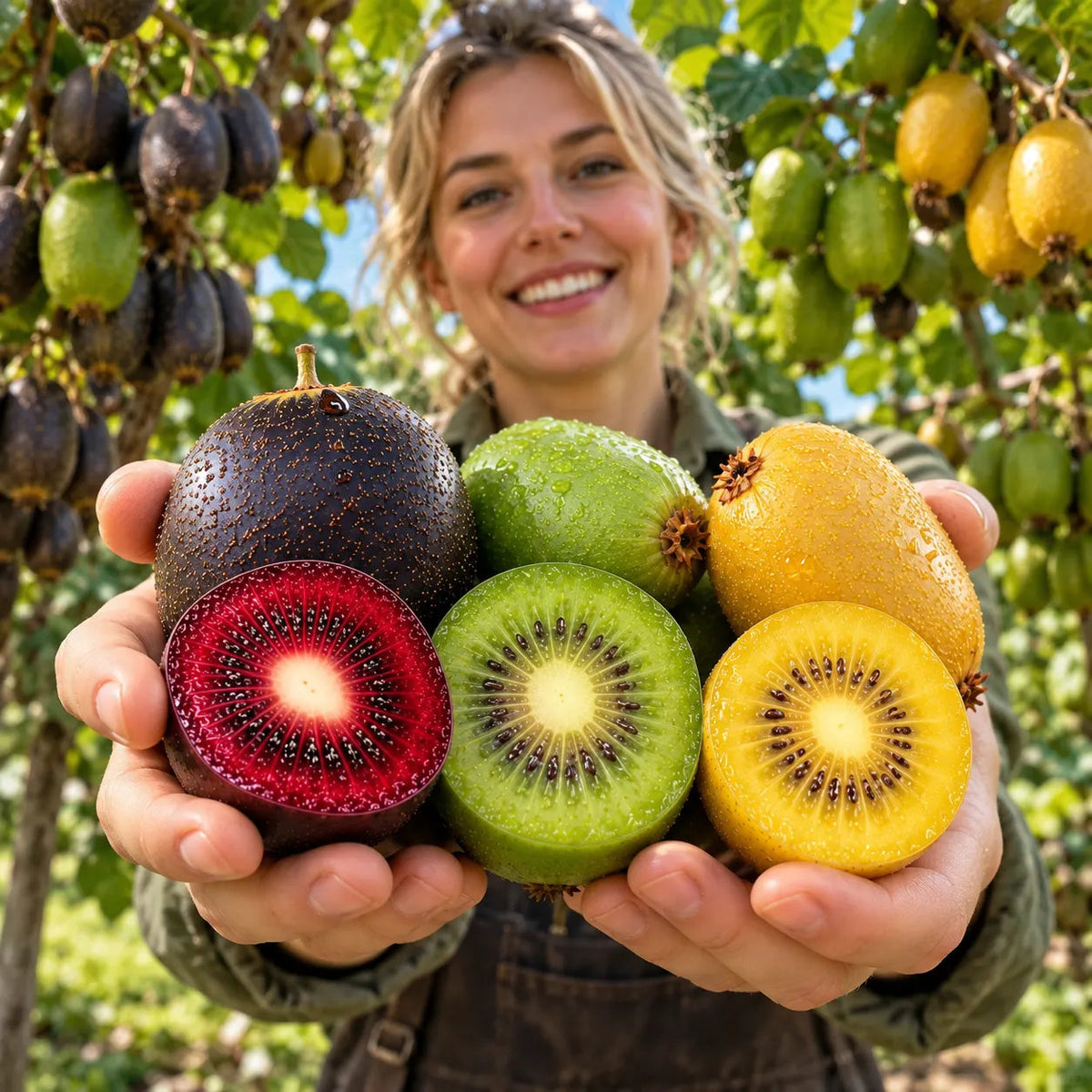 🥝 Cold-Hardy Mini Kiwi Seeds — Cold-Resistant, Smooth-Skinned Kiwi Vines