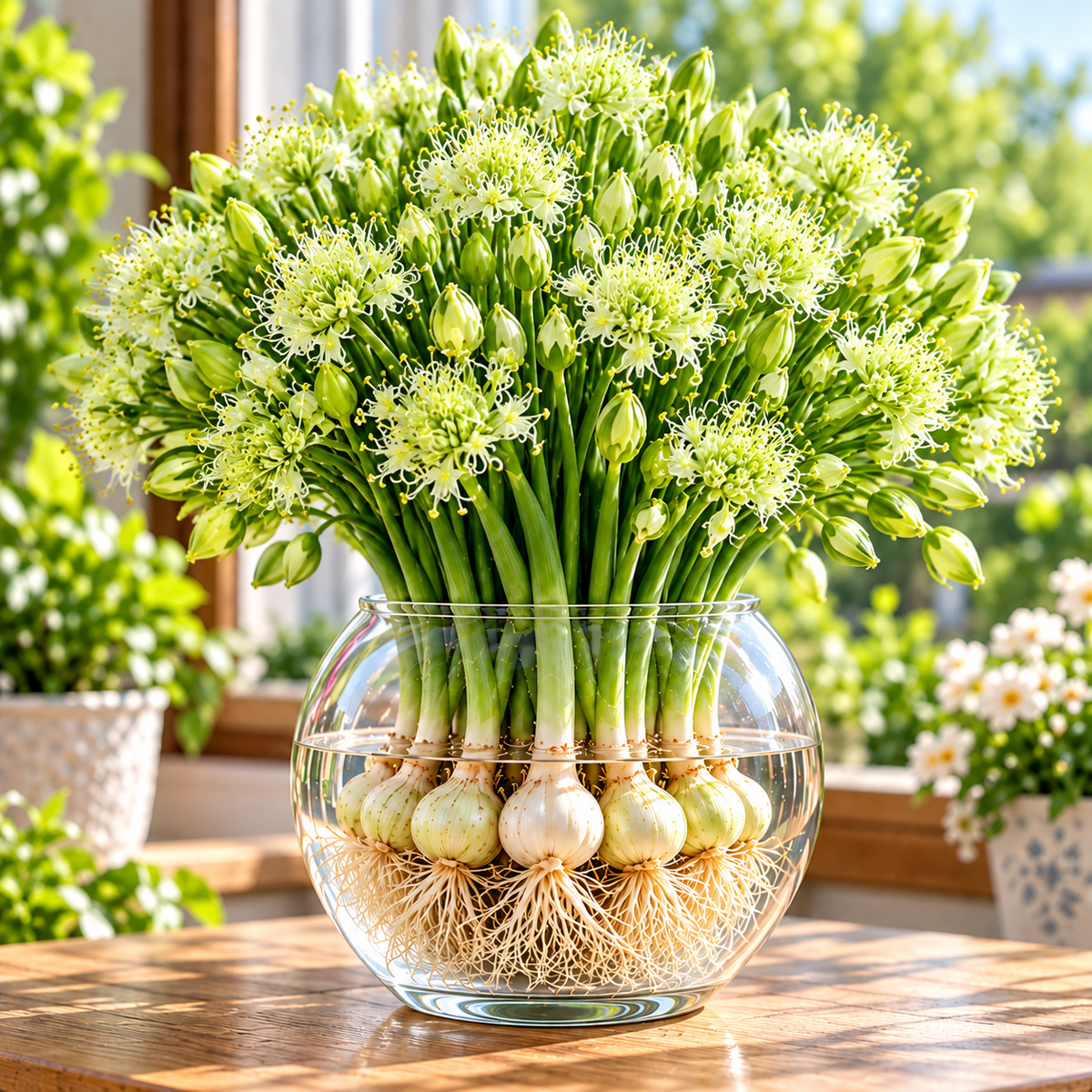 🌱 Hydroponic Garlic Growing Bulbs – Easy Indoor Water Growing & Fresh Green Shoots