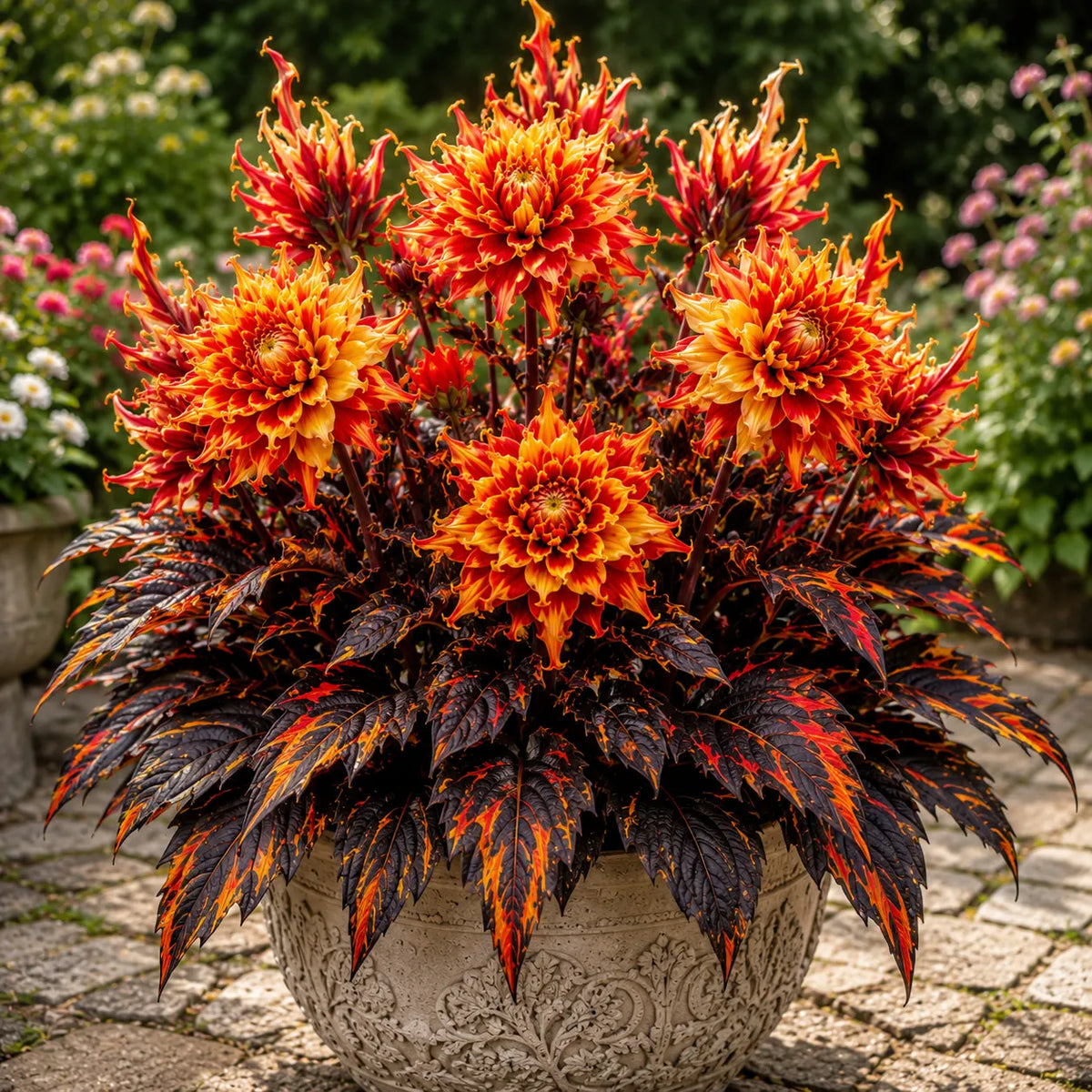 🌸 Variegated Dahlia Bulbs | Vibrant Mixed Color Flowers, Low Maintenance & Easy Planting