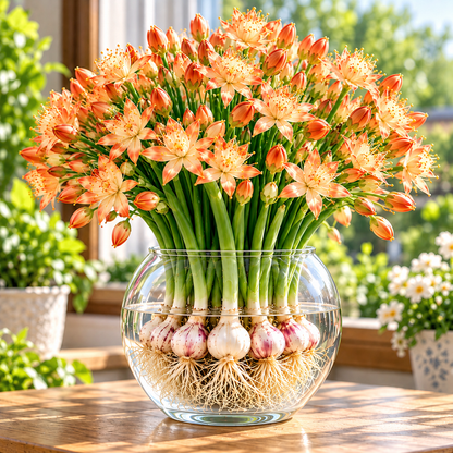 🌱 Hydroponic Garlic Growing Bulbs – Easy Indoor Water Growing & Fresh Green Shoots