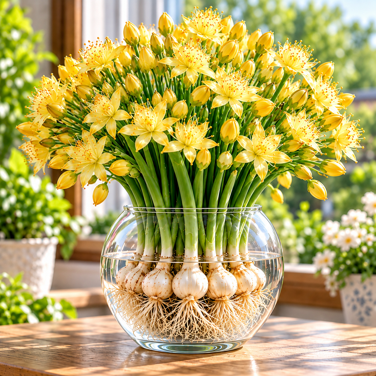 🌱 Hydroponic Garlic Growing Bulbs – Easy Indoor Water Growing & Fresh Green Shoots