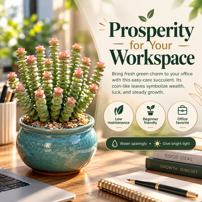 🍀 Money Plant Succulent – Compact Coin-Leaf Plant for Home & Office