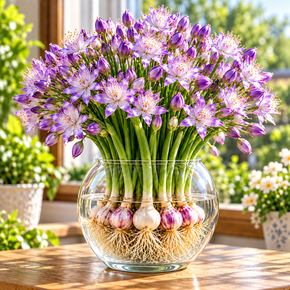 🌱 Hydroponic Garlic Growing Bulbs – Easy Indoor Water Growing & Fresh Green Shoots